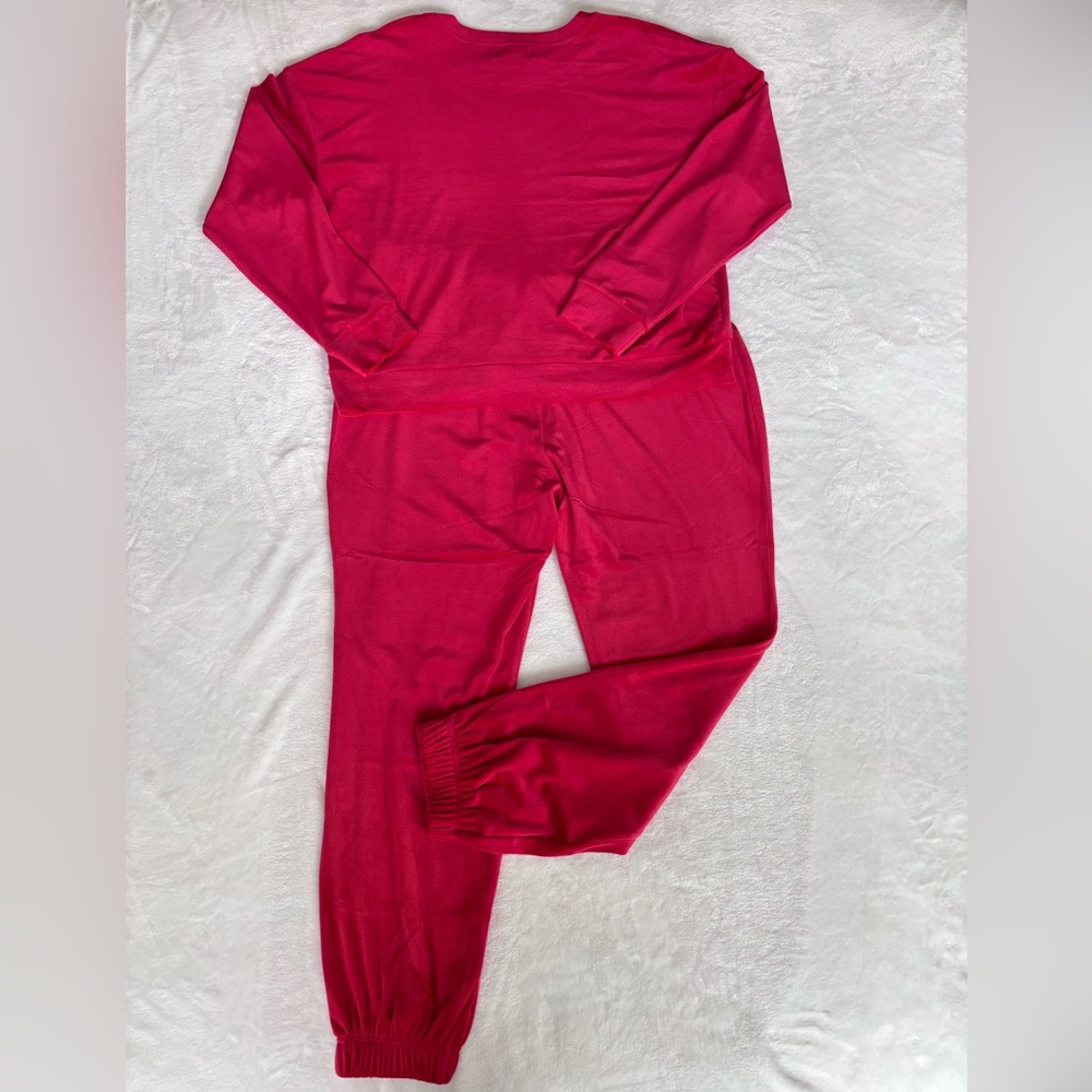 JUICY COUTURE Coco Red Diamanté Velour Tracksuit Top and Jogger Set--NWT--L - Picture 9 of 15
